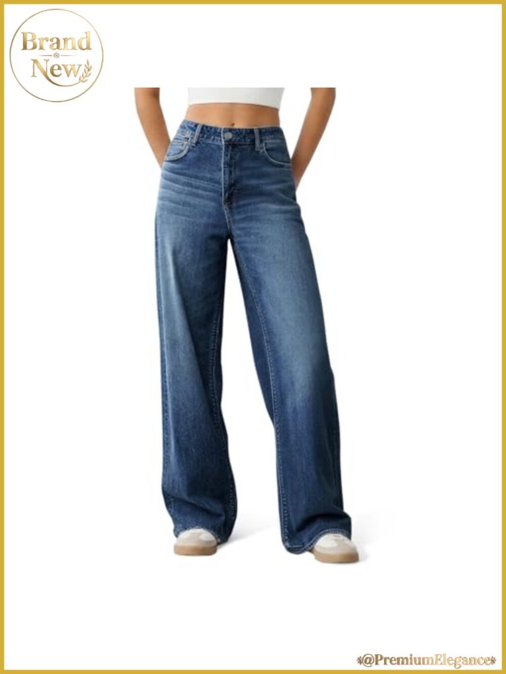 Wide Leg Jeans High Waisted Baggy Denim Pants YKK Zipper 5 Pockets